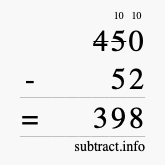 Calculate 450 minus 52 using long subtraction Calculate 450 minus 52 using long subtraction