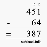 Calculate 451 minus 64 using long subtraction