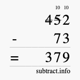 Calculate 452 minus 73 using long subtraction
