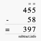 Calculate 455 minus 58 using long subtraction