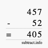 Calculate 457 minus 52 using long subtraction