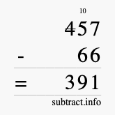 Calculate 457 minus 66 using long subtraction