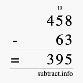 Calculate 458 minus 63 using long subtraction