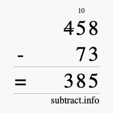Calculate 458 minus 73 using long subtraction