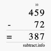 Calculate 459 minus 72 using long subtraction Calculate 459 minus 72 using long subtraction