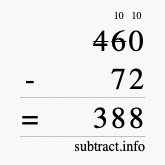 Calculate 460 minus 72 using long subtraction Calculate 460 minus 72 using long subtraction