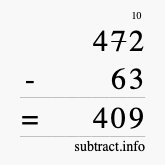 Calculate 472 minus 63 using long subtraction
