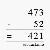Calculate 473 minus 52 using long subtraction Calculate 473 minus 52 using long subtraction