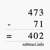 Calculate 473 minus 71 using long subtraction