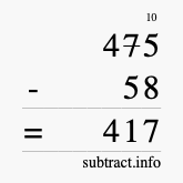 Calculate 475 minus 58 using long subtraction