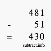 Calculate 481 minus 51 using long subtraction