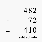 Calculate 482 minus 72 using long subtraction Calculate 482 minus 72 using long subtraction
