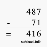 Calculate 487 minus 71 using long subtraction
