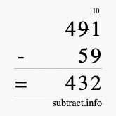 Calculate 491 minus 59 using long subtraction Calculate 491 minus 59 using long subtraction