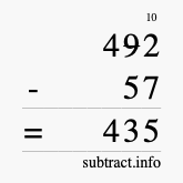 Calculate 492 minus 57 using long subtraction