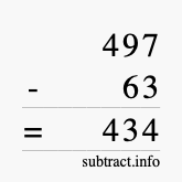 Calculate 497 minus 63 using long subtraction