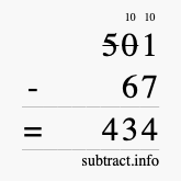 Calculate 501 minus 67 using long subtraction Calculate 501 minus 67 using long subtraction