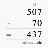 Calculate 507 minus 70 using long subtraction