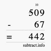 Calculate 509 minus 67 using long subtraction