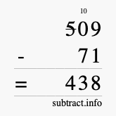 Calculate 509 minus 71 using long subtraction