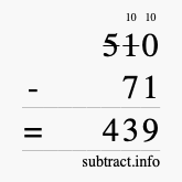 Calculate 510 minus 71 using long subtraction
