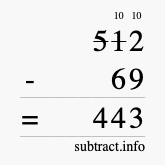 Calculate 512 minus 69 using long subtraction