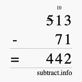 Calculate 513 minus 71 using long subtraction