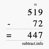 Calculate 519 minus 72 using long subtraction Calculate 519 minus 72 using long subtraction