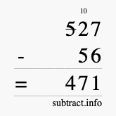 Calculate 527 minus 56 using long subtraction