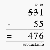 Calculate 531 minus 55 using long subtraction Calculate 531 minus 55 using long subtraction