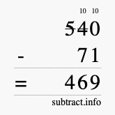 Calculate 540 minus 71 using long subtraction