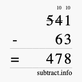 Calculate 541 minus 63 using long subtraction
