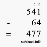 Calculate 541 minus 64 using long subtraction