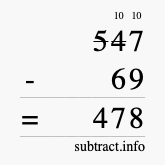 Calculate 547 minus 69 using long subtraction