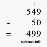 Calculate 549 minus 50 using long subtraction
