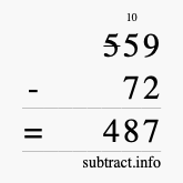 Calculate 559 minus 72 using long subtraction Calculate 559 minus 72 using long subtraction