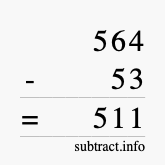 Calculate 564 minus 53 using long subtraction