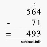 Calculate 564 minus 71 using long subtraction