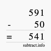 Calculate 591 minus 50 using long subtraction