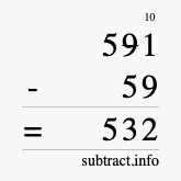 Calculate 591 minus 59 using long subtraction Calculate 591 minus 59 using long subtraction