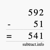 Calculate 592 minus 51 using long subtraction
