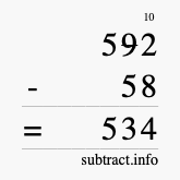 Calculate 592 minus 58 using long subtraction