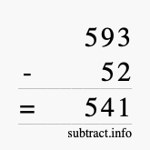 Calculate 593 minus 52 using long subtraction