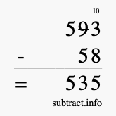 Calculate 593 minus 58 using long subtraction