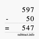 Calculate 597 minus 50 using long subtraction