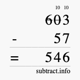 Calculate 603 minus 57 using long subtraction
