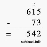 Calculate 615 minus 73 using long subtraction