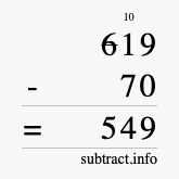 Calculate 619 minus 70 using long subtraction