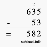 Calculate 635 minus 53 using long subtraction