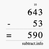 Calculate 643 minus 53 using long subtraction